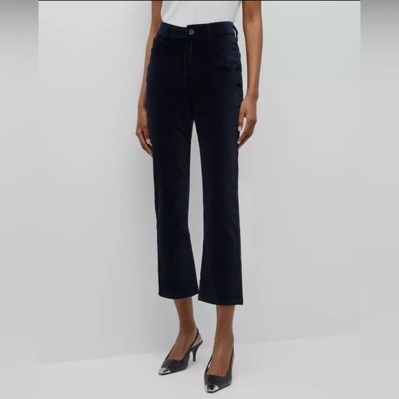 Jonathan Simkhai High-Rise Cropped Straight-Leg River Denim Velvet Pants Size 29 - Picture 1 of 12